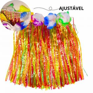 Saia Havaiana Colorida Plástico 30Cm Festa Tropical
