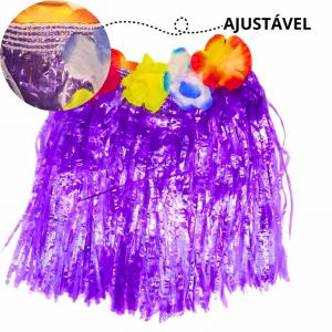 Saia Havaiana Lilás Plástica Ajustável 30Cm Festa