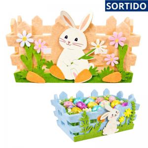 Cestinha de Páscoa Feltro Decorada Retangular