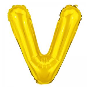 Balão Metalizado Dourado Letra V 40Cm Unidade - Centro Oeste