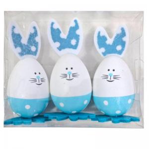 Kit Ovos de Páscoa Decorados Azul 20Cm C/3