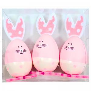 Kit Ovos de Páscoa Decorados Rosa 9Cm