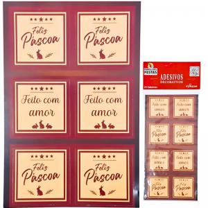 Adesivos Decorativos Pascoa P/Embalagens Quadrado 4,5X4,5Cm C/24 - Ponto das Festas