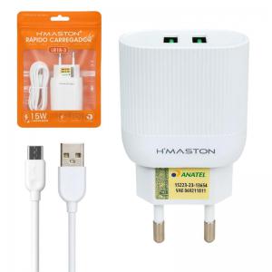 Carregador de Celular Rapido Tipo-C 15W 2 Entrada Usb - H'maston