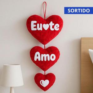 Almofada Pelucia 60Cm Trio Coracao Eu Te Amo Sortidos - Fizzy - Ddn