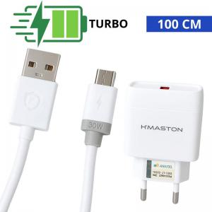 Carregador Turbo H'maston 30W V8 com Cabo 100Cm