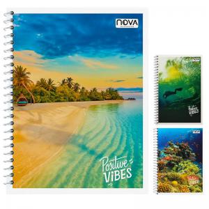 Caderno Espiral Positive Vibes 48 Folhas Capa Flexível