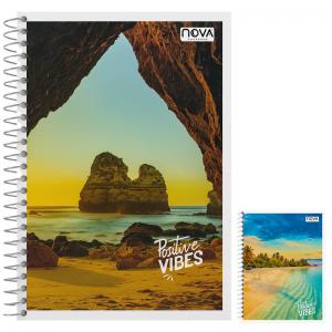 Caderno Espiral 1/4 Positive Vibes 96 Folhas Capa Flexível