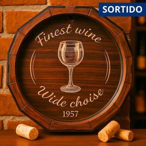 Quadro Porta-Rolhas Vinho Barril 27,5Cm Decorativo