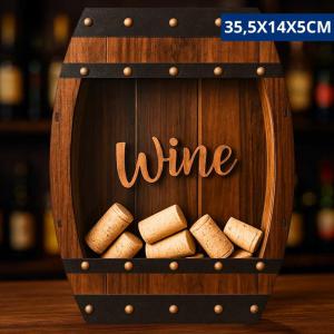 Quadro Porta-Rolha Barril Vinho 35,5X14X5Cm Decoração Boteco