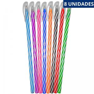 Caneta Esferográfica Twist Pop 0.7 Colorida Kit 8 Unidades