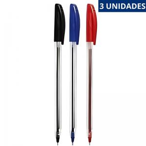 Caneta Esferográfica Hex Color 1.0Mm Kit 3 Unidades