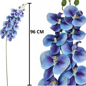 Haste Orquídea Azul 3D 96Cm Decoração Luxuosa