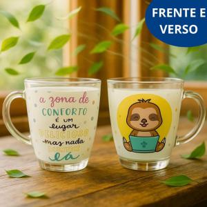 Caneca de Vidro Frases Sortidas 380Ml Ke Home