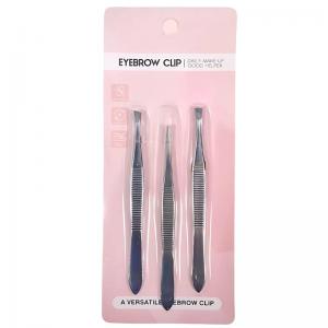 Pinça Inox Sobrancelha Kit 3 Peças Sortidas