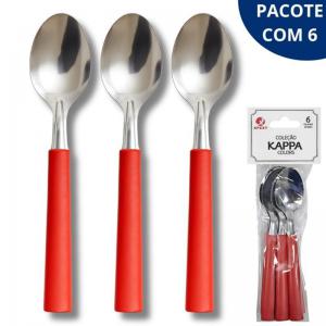 Colher de Mesa Inox Cabo Vermelho Kappa 6 Peças