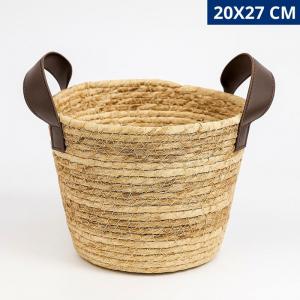 Cesto Fibra Natural Decorativo com Alça 20X27Cm