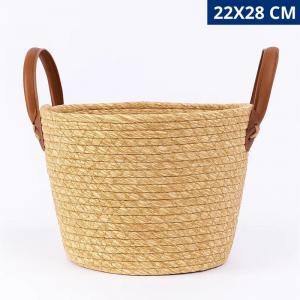 Cesto Fibra Natural Decorativo com Alça 22X28Cm
