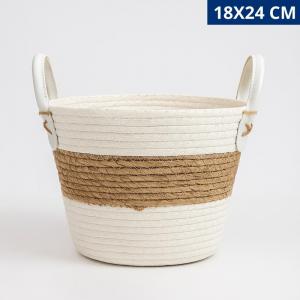 Cesto Decorativo Fibra Natural com Alça - Presente 18X24Cm