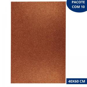 Kit 10 Tapetes Eva com Glitter Marrom 40X60Cm