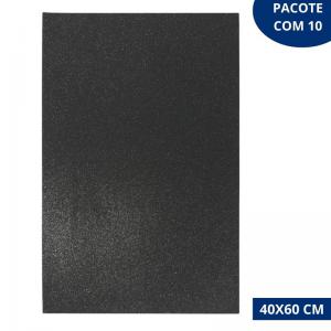 Kit 10 Tapetes Eva com Glitter Preto  40X60Cm