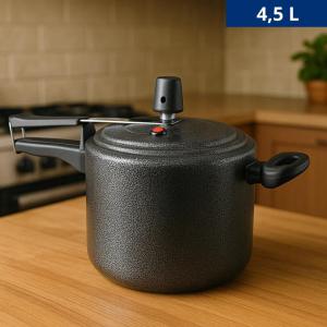 Panela de Pressão Craquelada 4,5L Alumínio Preto