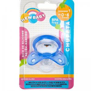 Chupeta Silicone Bebê Recém-Nascido Azul 0-6 Meses