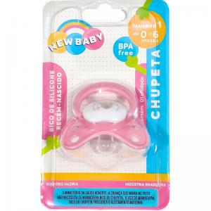 Chupeta Silicone Bebê Recém-Nascido Rosa 0-6 Meses