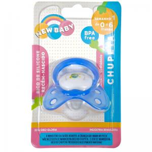 Chupeta Silicone Bebê Recém-Nascido Azul 0-6 Meses