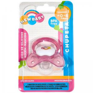 Chupeta Silicone Bebê Recém-Nascido Rosa 0-6 Meses