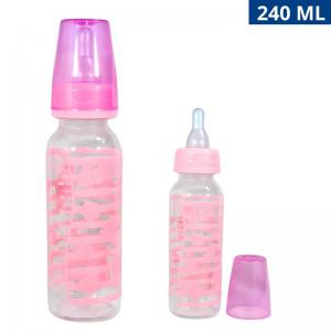Mamadeira Decorada New Baby Rosa 240Ml Presente