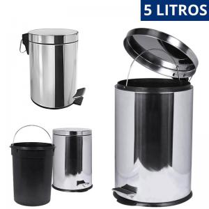 Lixeira Inox Pedal 5 Litros Cozinha Banheiro
