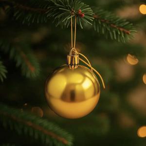 Kit Bolas Natal Douradas 40Mm Decoração Festiva