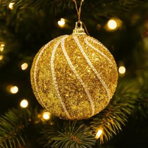 Bola de Natal Dourada 80Mm Decoração Luxuosa