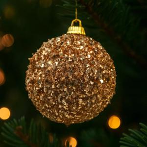 Bola de Natal 80Mm Brilho Rosé Decorativa