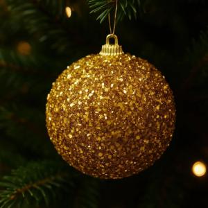 Bola de Natal Dourada 60Mm Brilho Decorativa