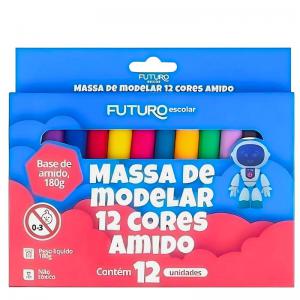 Massa Modelar 12 Cores 180G Futuro Escolar