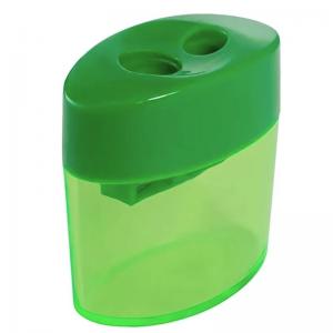 Apontador Oval Duplo Plástico Colorido Escolar