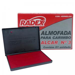 Almofada Carimbo Super Radex Número 3 Vermelha Grande para Escritório e Artesanato