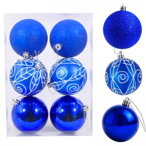 Kit Bolas Natalinas Azuis Glitter 80Mm - Fertin Natal