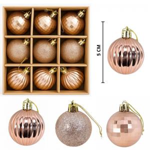 Kit Bolas de Natal Decoradas Glitter Rose 50Mm