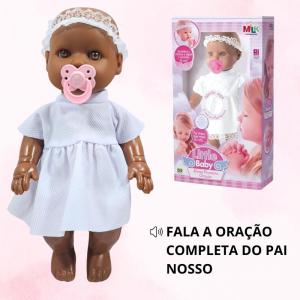 Boneca Little Baby Negra Oração 35Cm - Milk