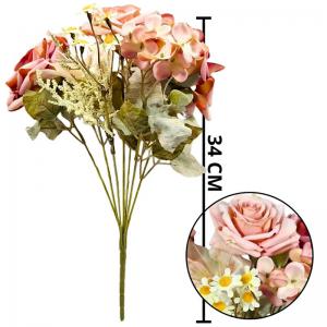 Buquê Rosas Mixtas Vintage 36Cm Decoração