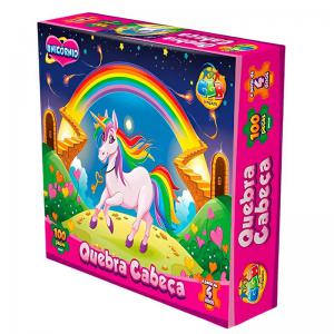 Quebra-Cabeça Unicórnio 100 Peças Infantil Colorido