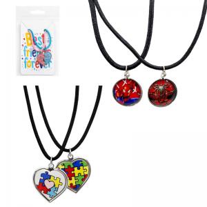 Colar Duplo Amizade Infantil Unicórnio e Pets