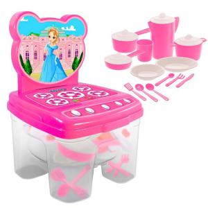 Cadeira Infantil Toy Cook com Kits de Panelinhas, Plástico, Presente