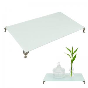 Bandeja Decorativa Vidro Branco Retangular Pequena Fabbri
