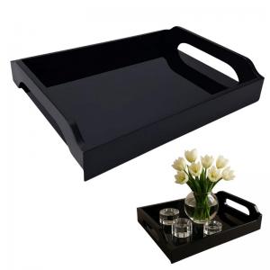 Bandeja Decorativa Madeira C/Vidro 40X32Cm