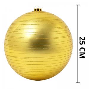 Bola Natalina Decorativa Glitter Dourado 25Cm