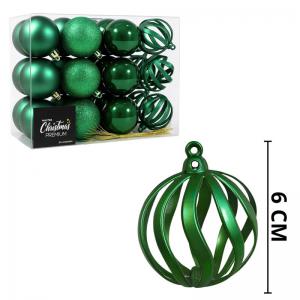 Kit Bolas Natalinas Verdes 60Mm Decoração Festiva